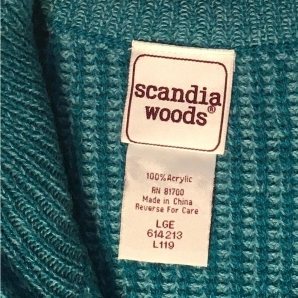 Scandia Woods Teal Ribbed‎ Full Zip Vest Women's Large Acrylic